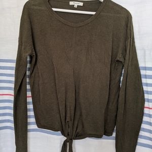 Madewell Olive Green Long Sleeve with tie-front